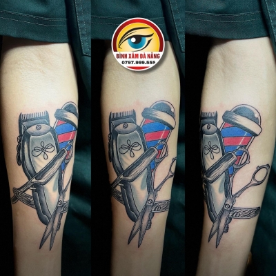 Hình xăm được bên mình degin riêng cho chàng Barber
