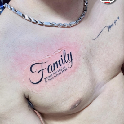 hình xăm chữ family 